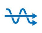 straight line arrow cutting across a wavy arrow